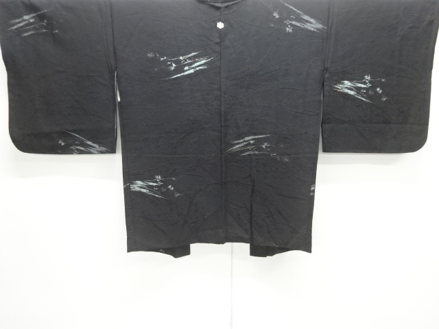 JAPANESE ANTIQUE HAORI / TAISHO ROMAN STYLE / SILK / WOVEN LEAVES